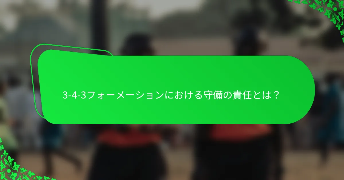 3-4-3フォーメーションにおける守備の責任とは？