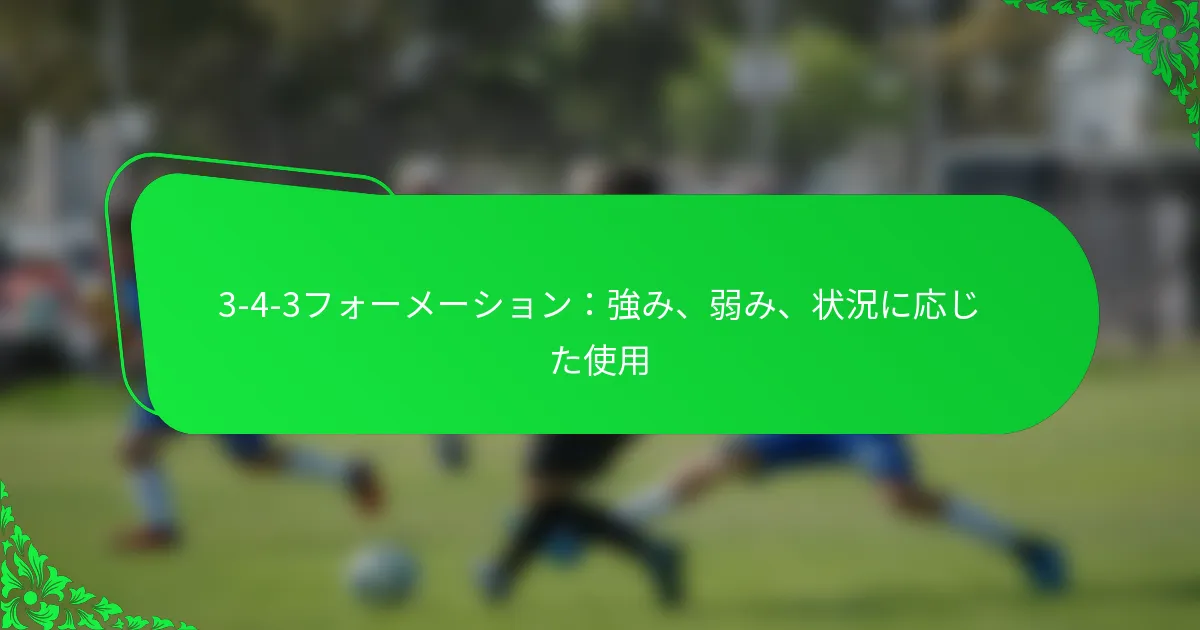 3-4-3フォーメーション：強み、弱み、状況に応じた使用